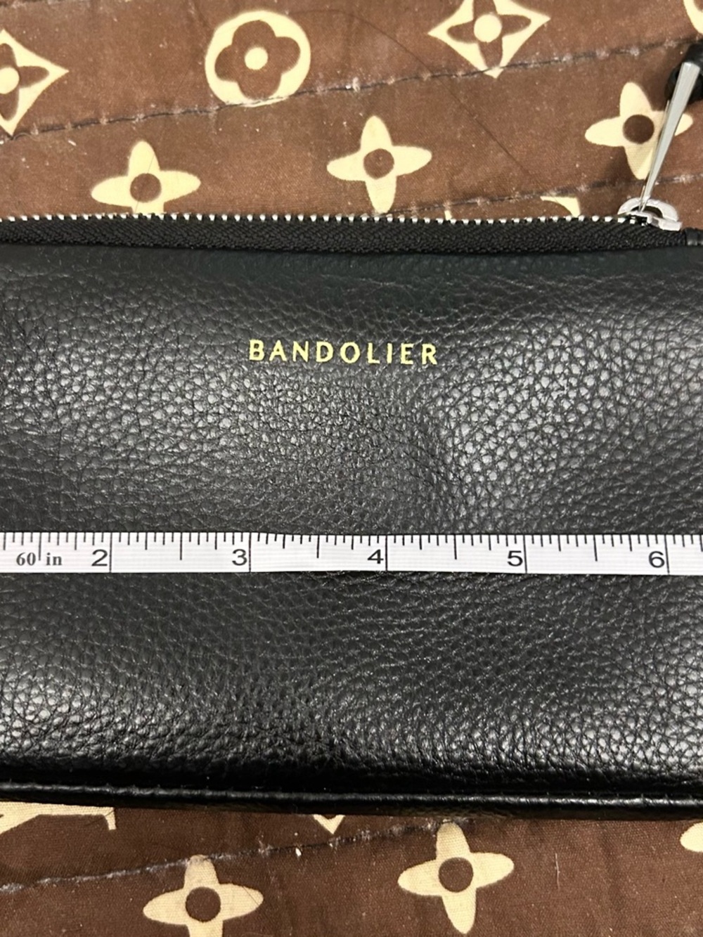 Bandolier Black Pebbled Leather Crossbody Phone Wallet - Picture 9 of 9